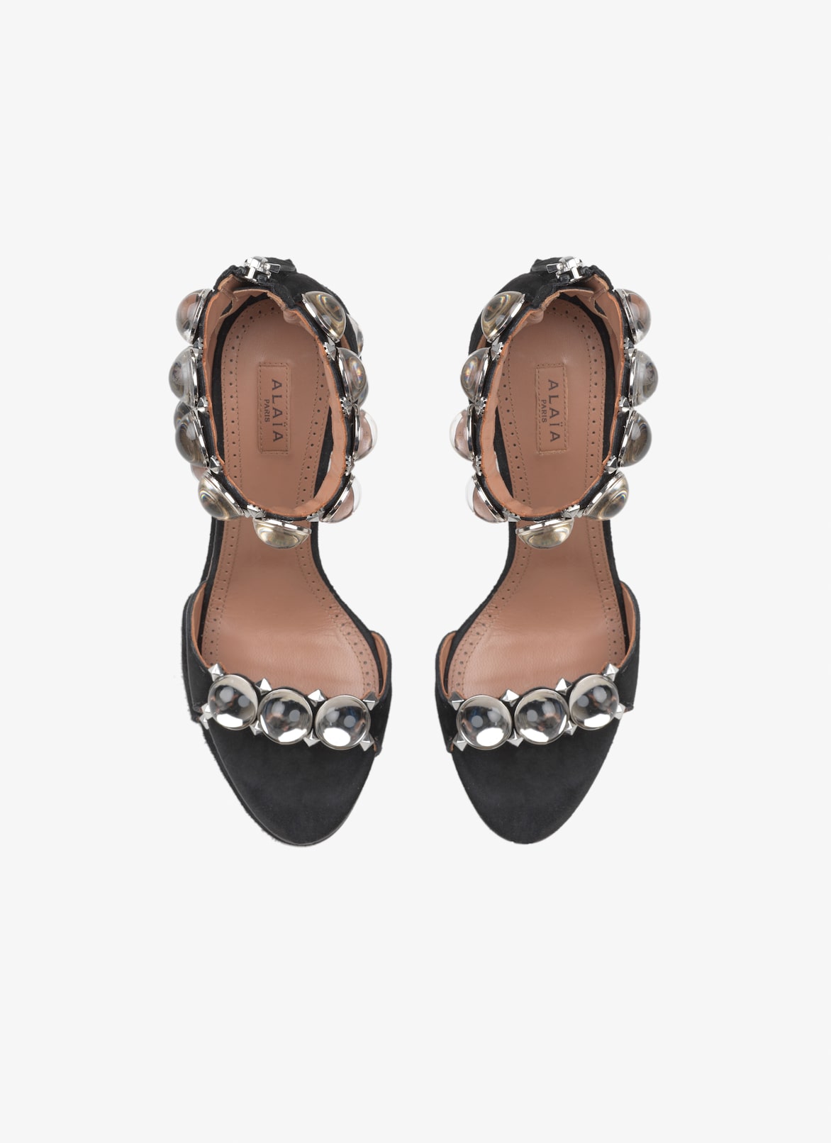 Bombe sandals in suede goatskin ALAÏA BLACK BOMBE SANDALS IN SUEDE GOATSKIN